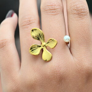 Golden Blossom Pearl Ring